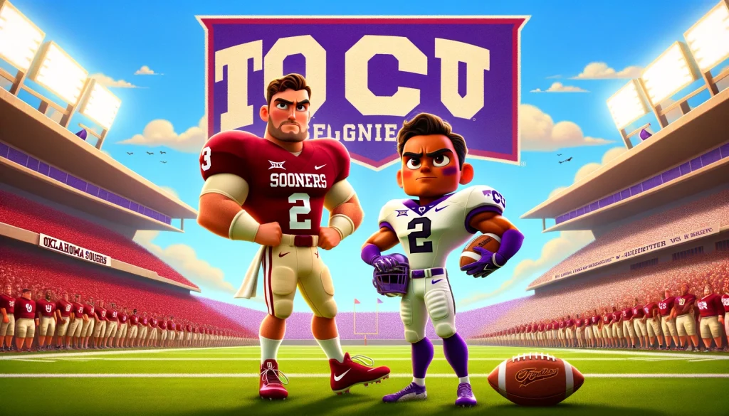 ai-pixar-posters-oklahoma-sooners-vs-tcu-horned-frogs